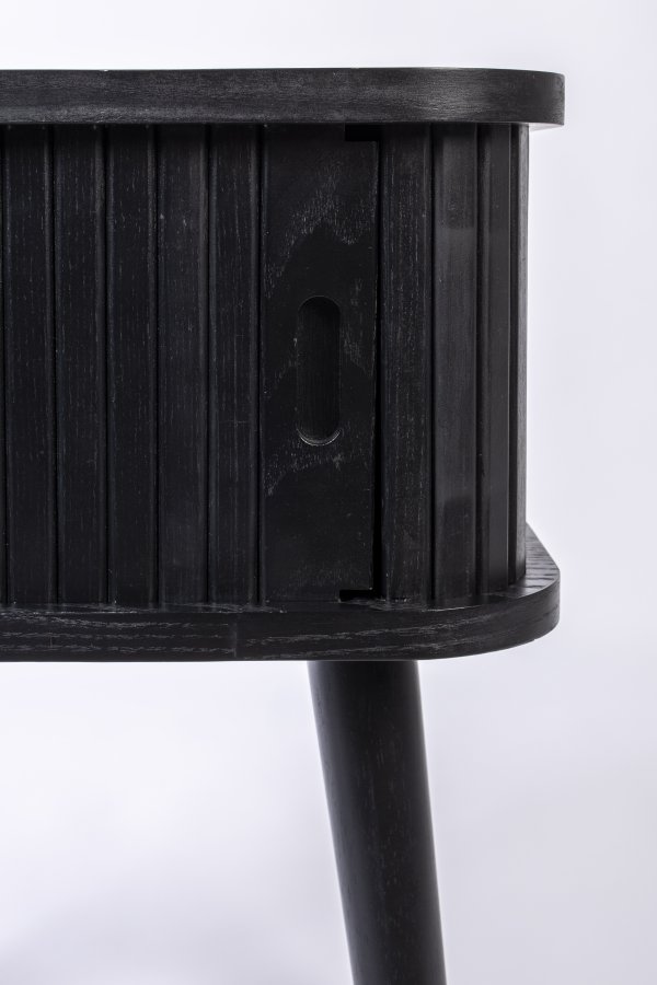 ZUIVER Barbier sidebord, m. 1 skydelge - sort askefinér og gummitr (45x45)