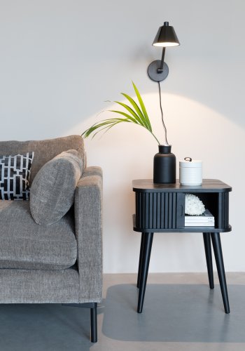 ZUIVER Barbier sidebord, m. 1 skydelge - sort askefinér og gummitr (45x45)