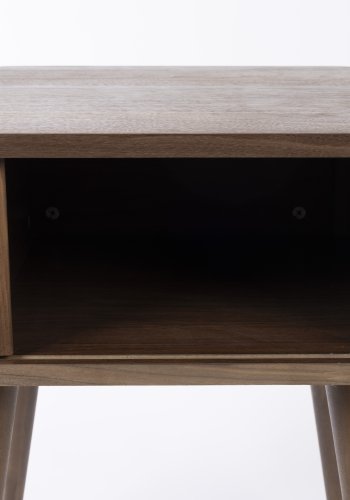 ZUIVER Barbier sidebord, m. 1 skydelge - brun valnddefinér og gummitr (45x45)