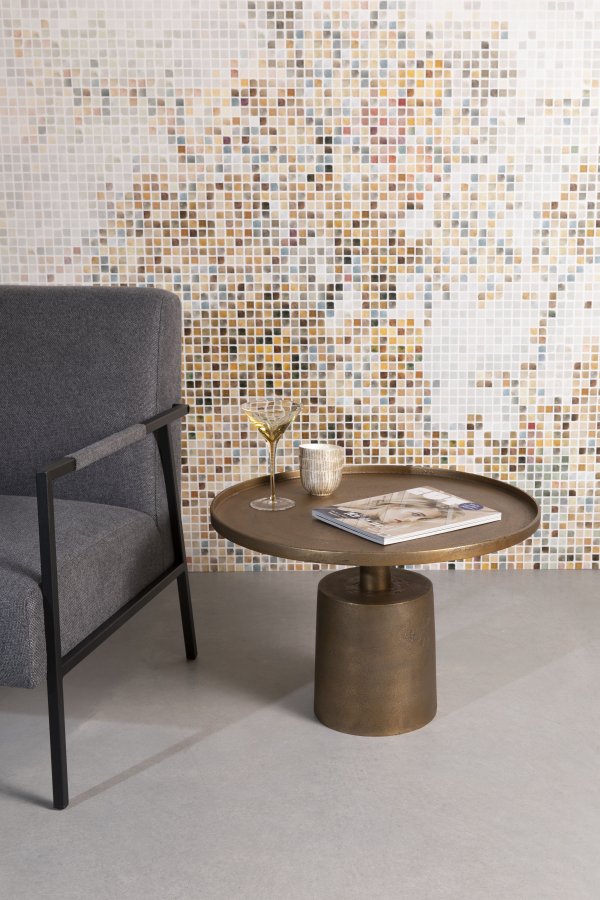 WHITE LABEL LIVING Mason sofabord, rund - antik messing aluminium/metal (60)