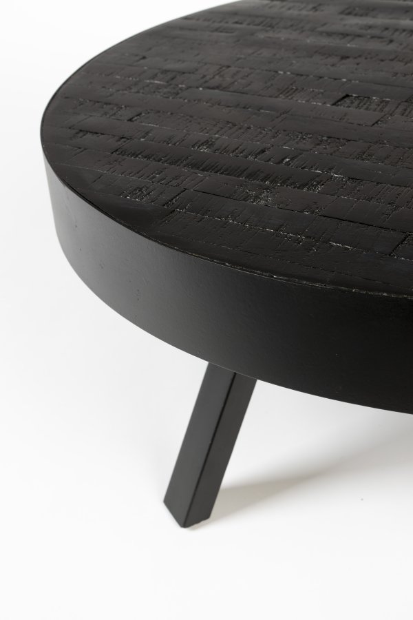 WHITE LABEL LIVING Suri sofabord, Large, rund - sort teaktr og sort metal (74)