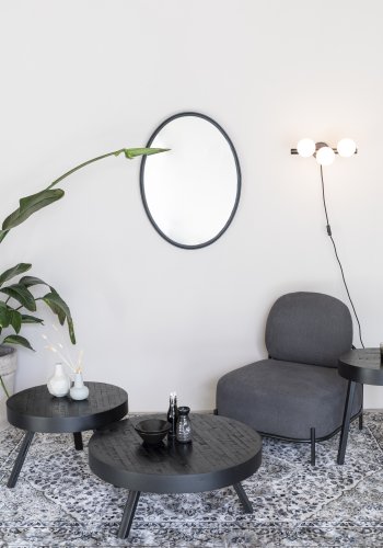 WHITE LABEL LIVING Suri sofabord, Large, rund - sort teaktr og sort metal (74)