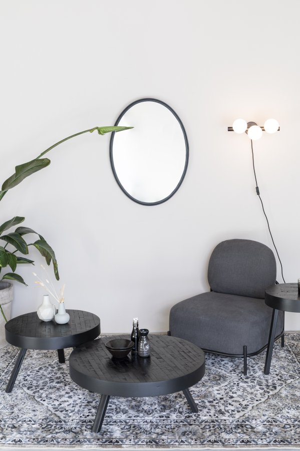 WHITE LABEL LIVING Suri sofabord, Large, rund - sort teaktr og sort metal (74)