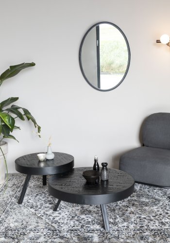 WHITE LABEL LIVING Suri sofabord, Large, rund - sort teaktr og sort metal (74)