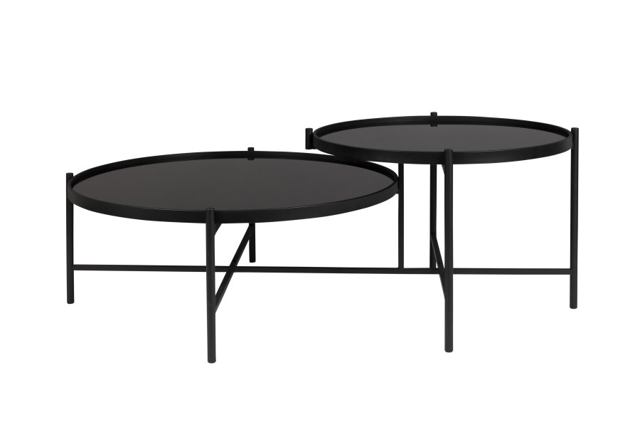 WHITE LABEL LIVING Li sofabord - sort glas og sort metal (122x82)