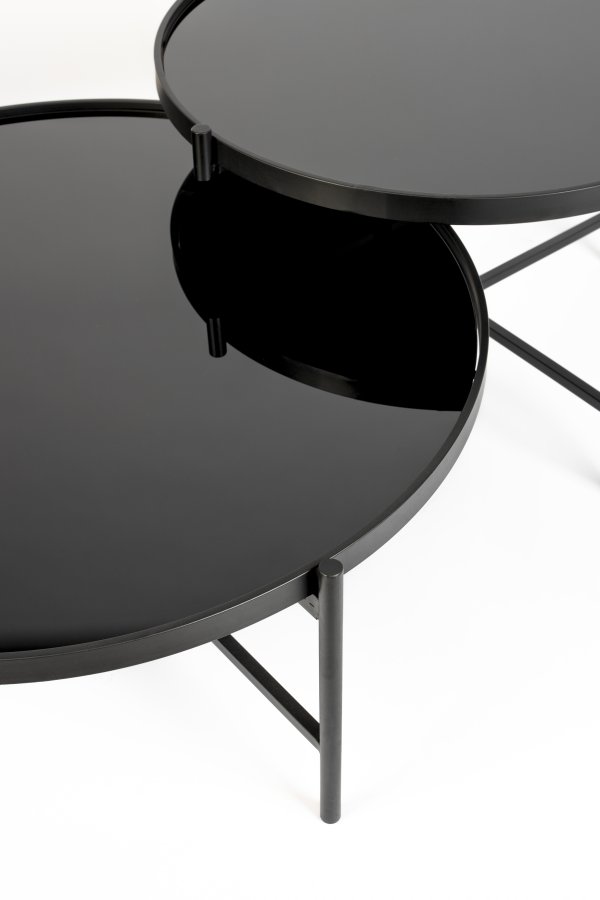 WHITE LABEL LIVING Li sofabord - sort glas og sort metal (122x82)