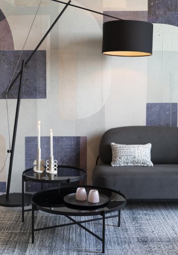 WHITE LABEL LIVING Li sofabord - sort glas og sort metal (122x82)