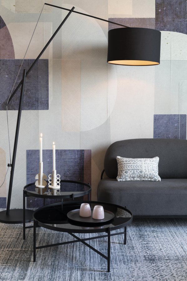 WHITE LABEL LIVING Li sofabord - sort glas og sort metal (122x82)