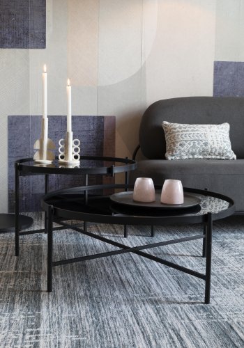 WHITE LABEL LIVING Li sofabord - sort glas og sort metal (122x82)