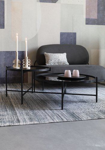 WHITE LABEL LIVING Li sofabord - sort glas og sort metal (122x82)