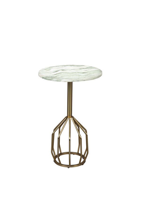 DUTCHBONE Salerno sidebord S, rund - grn marmor og guld stl (30)