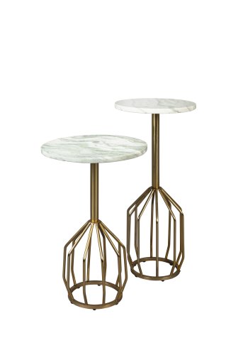 DUTCHBONE Salerno sidebord S, rund - grn marmor og guld stl (30)