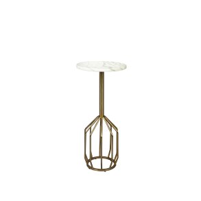 DUTCHBONE Salerno sidebord M, rund - grn marmor og guld stl (25)