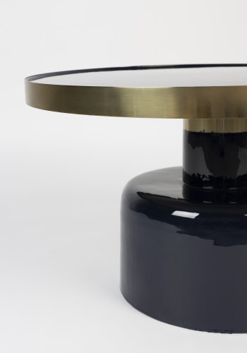 ZUIVER Glam sofabord, rund - guld stl og bl emalje jern (60)