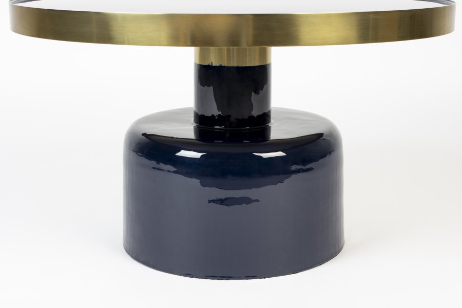 ZUIVER Glam sofabord, rund - guld stl og bl emalje jern (60)