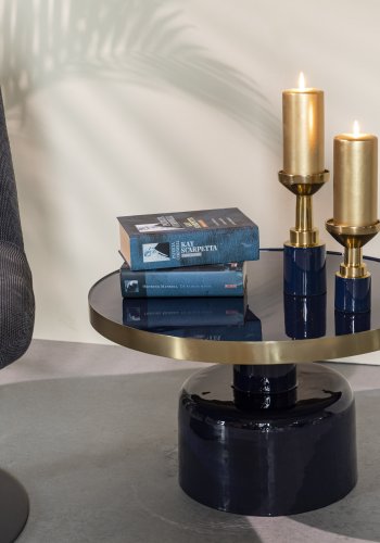 ZUIVER Glam sofabord, rund - guld stl og bl emalje jern (60)