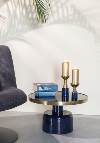 ZUIVER Glam sofabord, rund - guld stl og bl emalje jern (60)