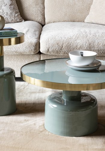 ZUIVER Glam sofabord, rund - guld stl og grn emalje jern (60)