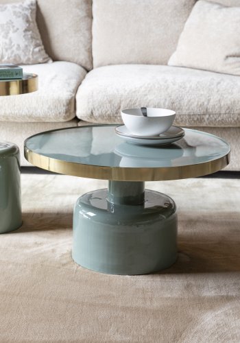 ZUIVER Glam sofabord, rund - guld stl og grn emalje jern (60)
