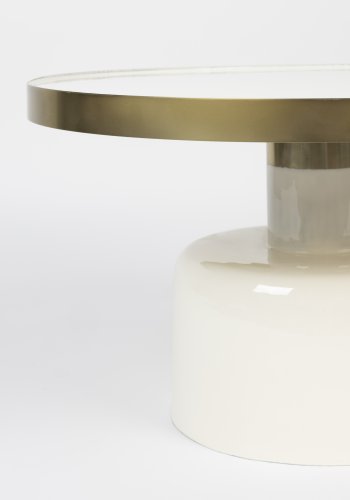 ZUIVER Glam sofabord, rund - guld stl og hvid emalje jern (60)