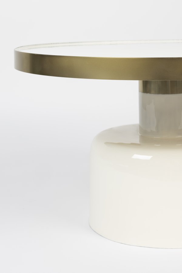 ZUIVER Glam sofabord, rund - guld stl og hvid emalje jern (60)