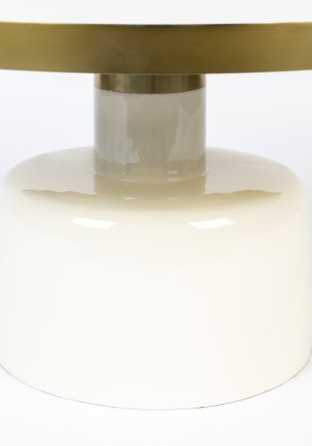 ZUIVER Glam sofabord, rund - guld stl og hvid emalje jern (60)