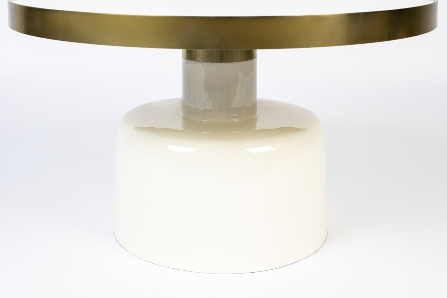 ZUIVER Glam sofabord, rund - guld stl og hvid emalje jern (60)