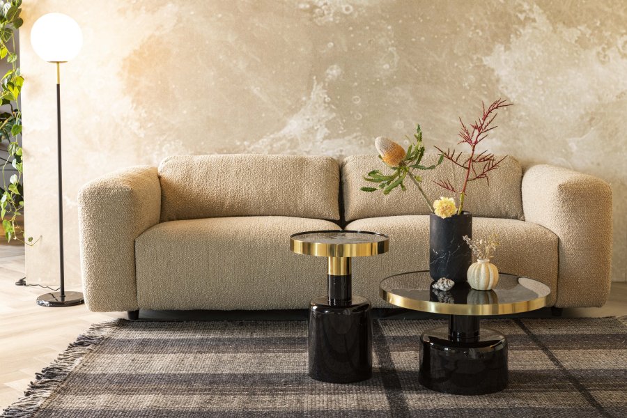 ZUIVER Glam sofabord, rund - guld stl og sort emalje jern (60)