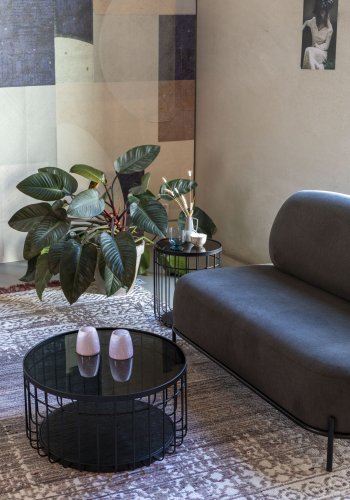 WHITE LABEL LIVING Lance M sofabord, rund - sort glas og metal (60)