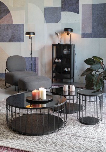 WHITE LABEL LIVING Lance M sofabord, rund - sort glas og metal (60)