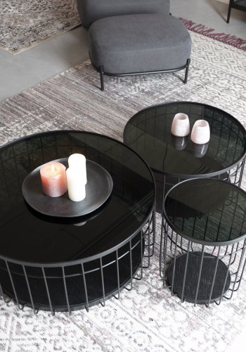 WHITE LABEL LIVING Lance M sofabord, rund - sort glas og metal (60)