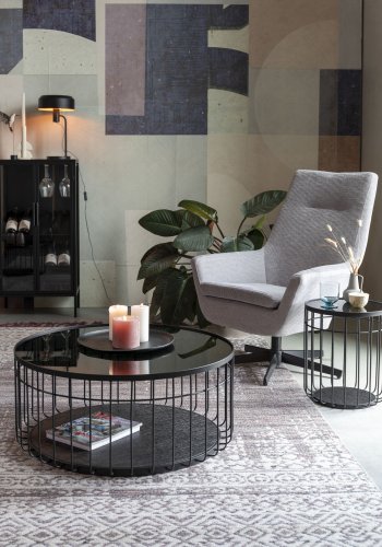 WHITE LABEL LIVING Lance L sofabord, rund - sort glas og metal (80)