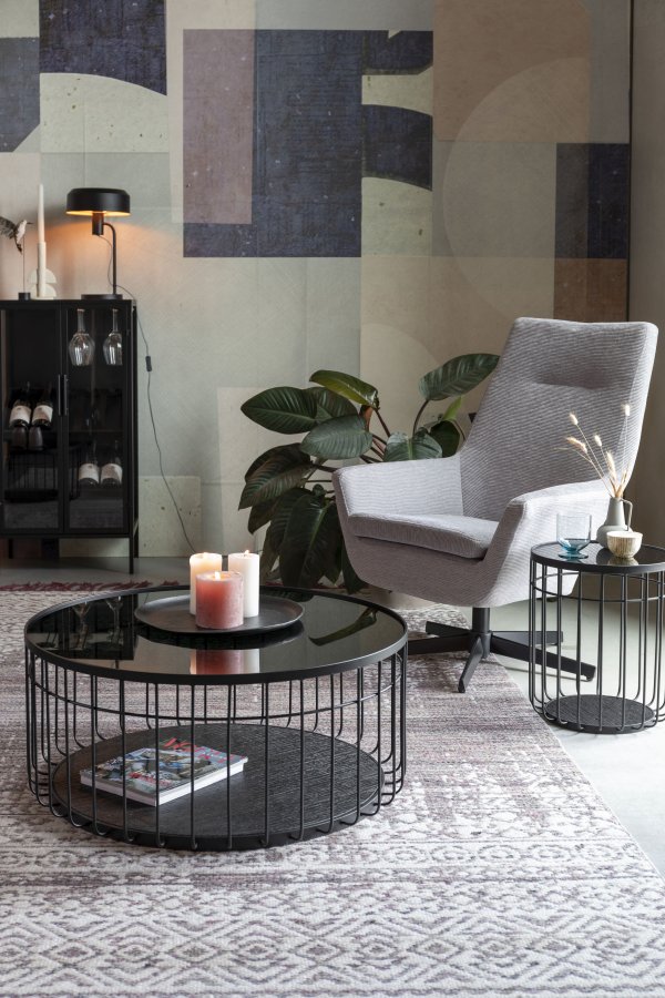 WHITE LABEL LIVING Lance L sofabord, rund - sort glas og metal (80)