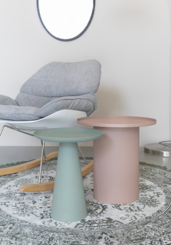 WHITE LABEL LIVING Ringar Large sidebord, rund - lyserd metal (39,5)