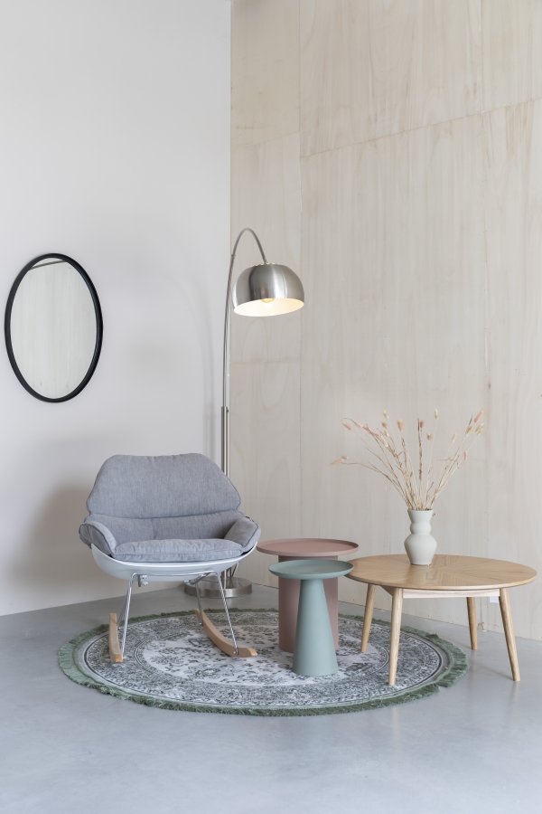 WHITE LABEL LIVING Ringar Large sidebord, rund - lyserd metal (39,5)