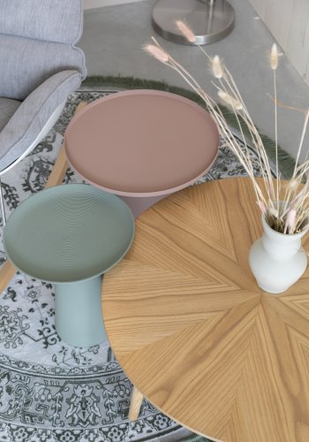 WHITE LABEL LIVING Ringar Large sidebord, rund - lyserd metal (39,5)