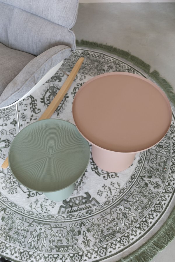 WHITE LABEL LIVING Ringar Large sidebord, rund - lyserd metal (39,5)