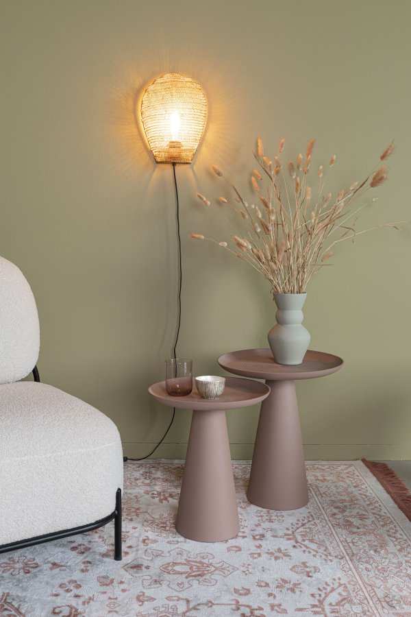 WHITE LABEL LIVING Ringar Medium sidebord, rund - lyserd metal (34,5)