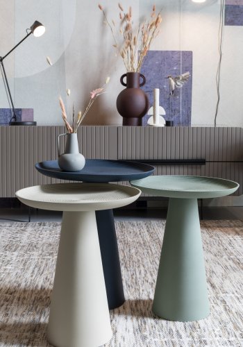 WHITE LABEL LIVING Ringar Medium sidebord, rund - grn metal (34,5)