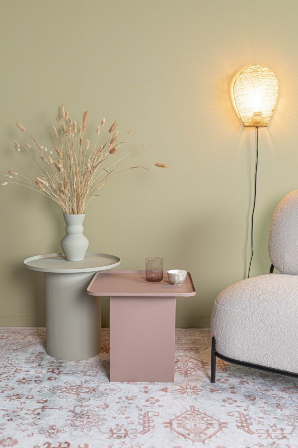 WHITE LABEL LIVING Sverre Square sidebord, kvadratisk - lyserd metal (44x44)