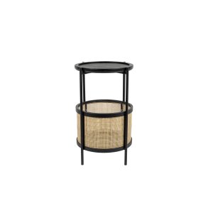 WHITE LABEL LIVING Makoto sidebord, m. kurv - rattan og sort askefinér/metal (30)