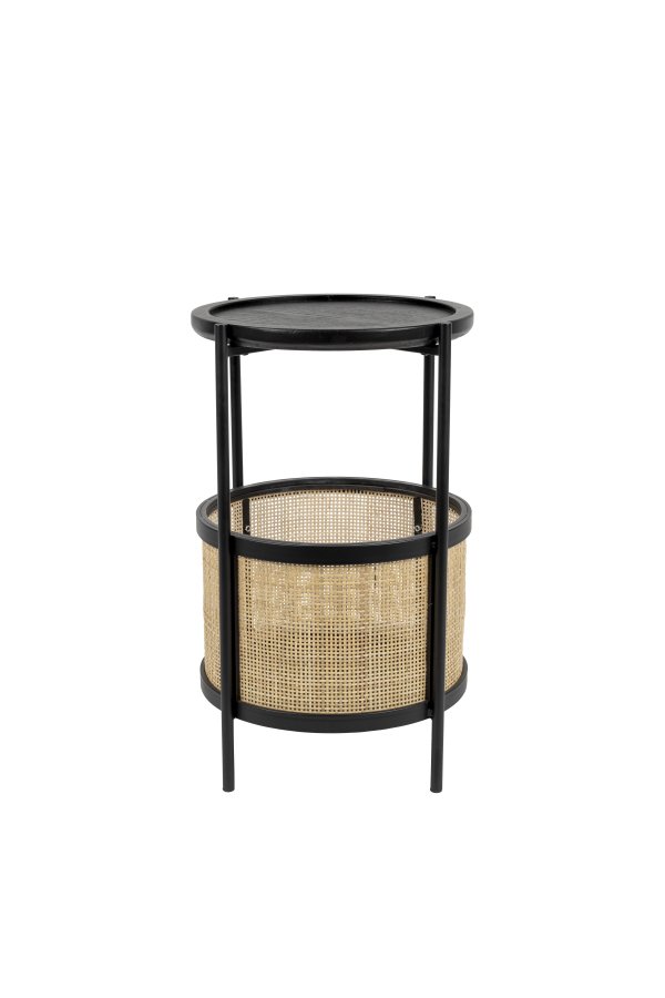 WHITE LABEL LIVING Makoto sidebord, m. kurv - rattan og sort askefinér/metal (30)
