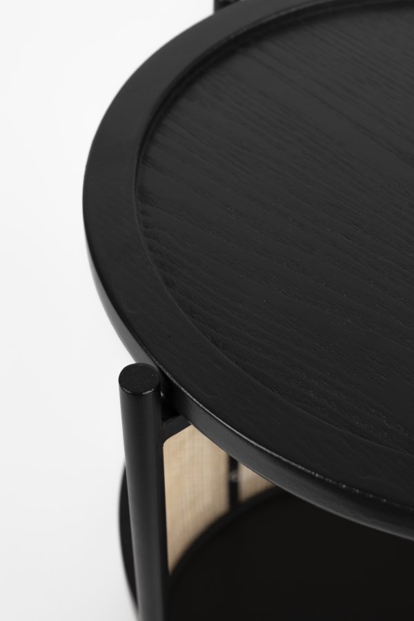 WHITE LABEL LIVING Makoto sidebord, m. kurv - rattan og sort askefinér/metal (30)