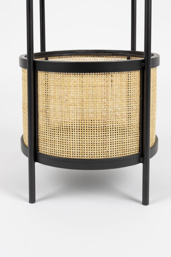 WHITE LABEL LIVING Makoto sidebord, m. kurv - rattan og sort askefinér/metal (30)