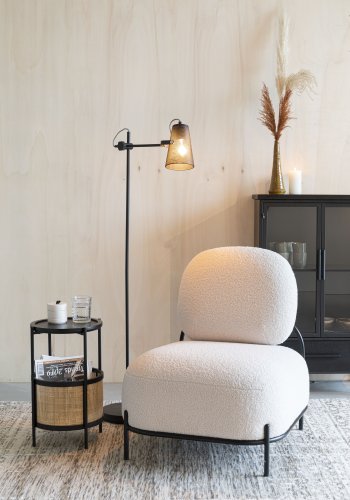 WHITE LABEL LIVING Makoto sidebord, m. kurv - rattan og sort askefinér/metal (30)