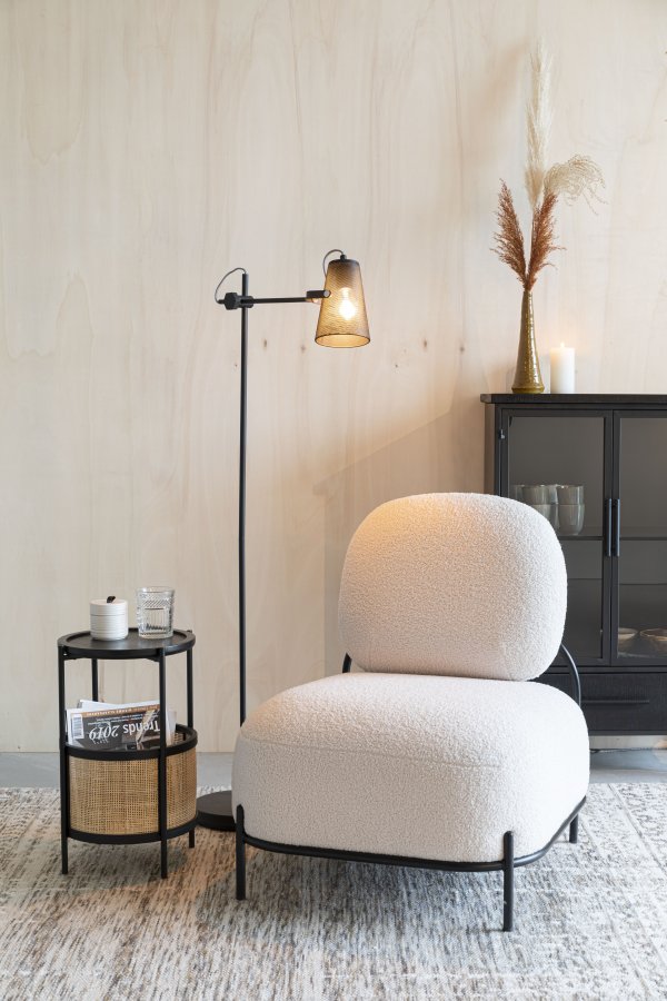 WHITE LABEL LIVING Makoto sidebord, m. kurv - rattan og sort askefinér/metal (30)