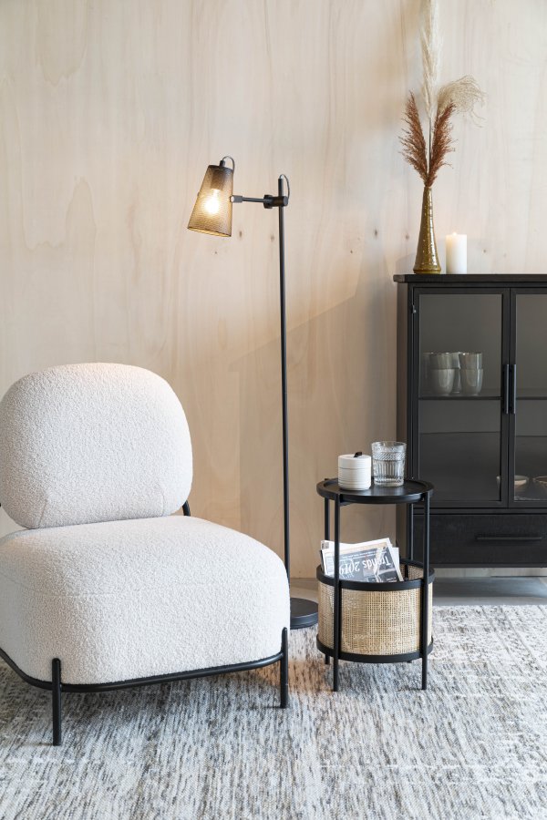 WHITE LABEL LIVING Makoto sidebord, m. kurv - rattan og sort askefinér/metal (30)