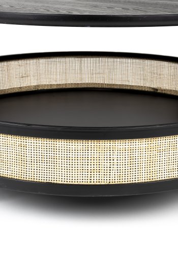 WHITE LABEL LIVING Makoto sofabord, m. kurv - rattan og sort askefinér/metal (80)