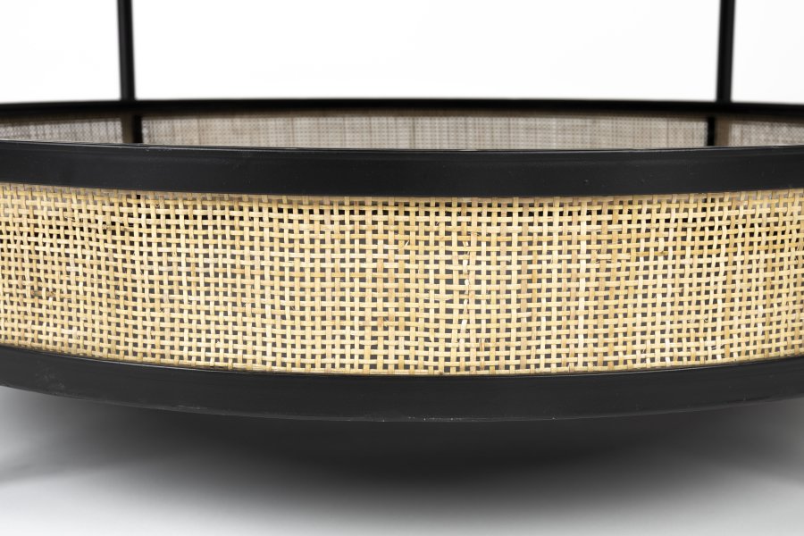 WHITE LABEL LIVING Makoto sofabord, m. kurv - rattan og sort askefinér/metal (80)