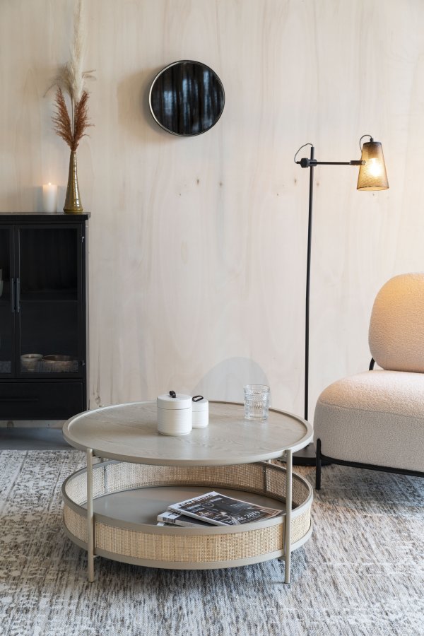 WHITE LABEL LIVING Makoto sofabord, m. kurv - rattan og sand askefinér/metal (80)